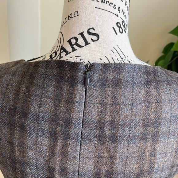 Perla de Pari Vintage Wool Plaid Dress Brown Sz 0 - Picture 11 of 16